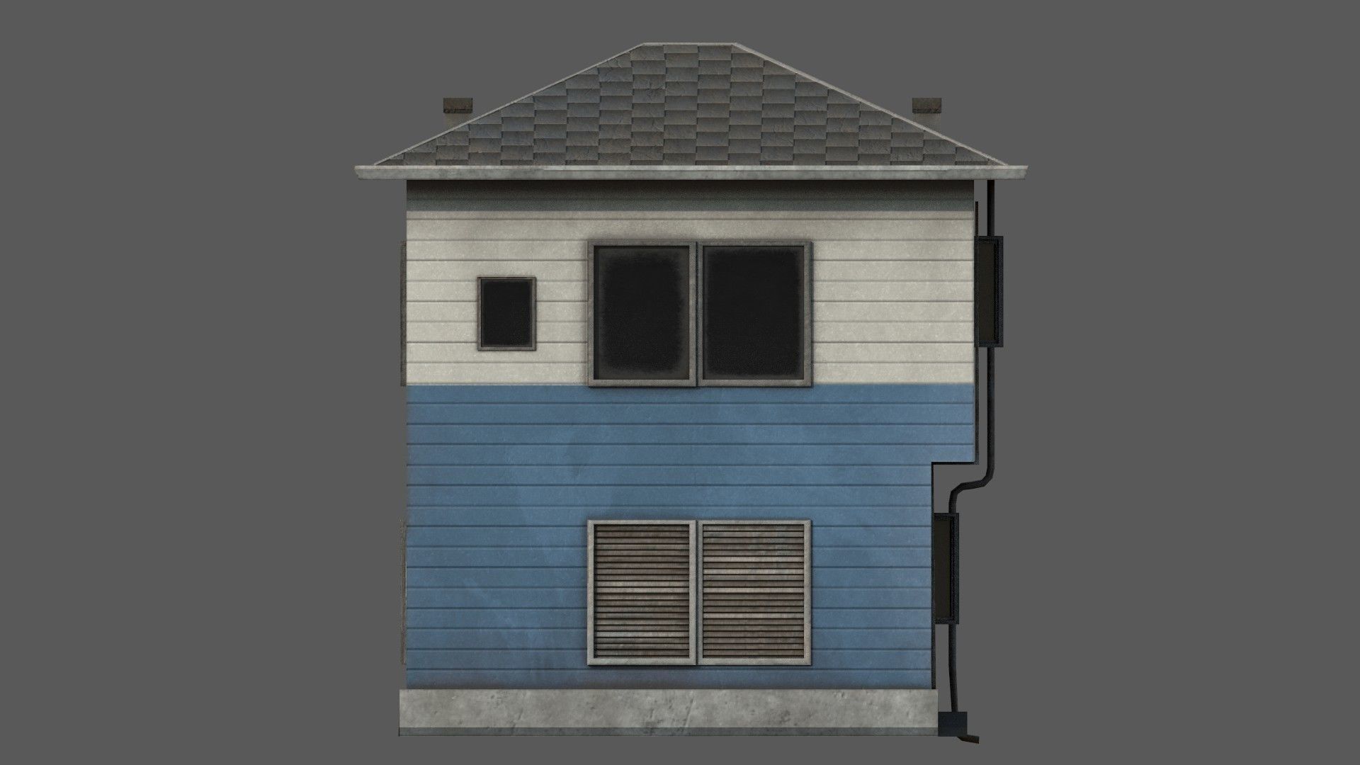 Residential japanese building Low-poly 3D model_2
