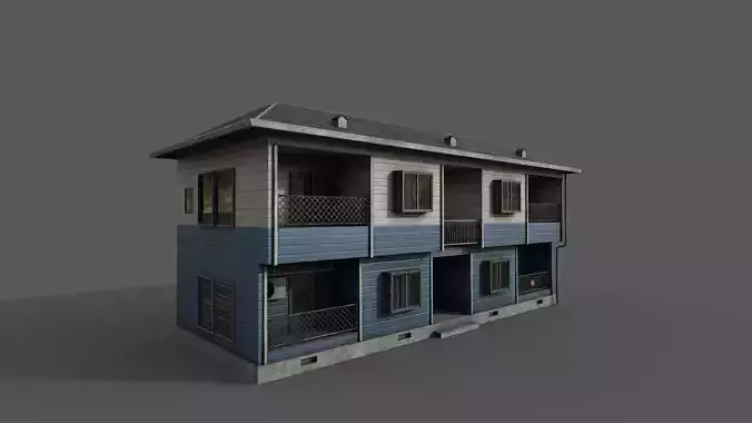 Residential japanese building Low-poly 3D model