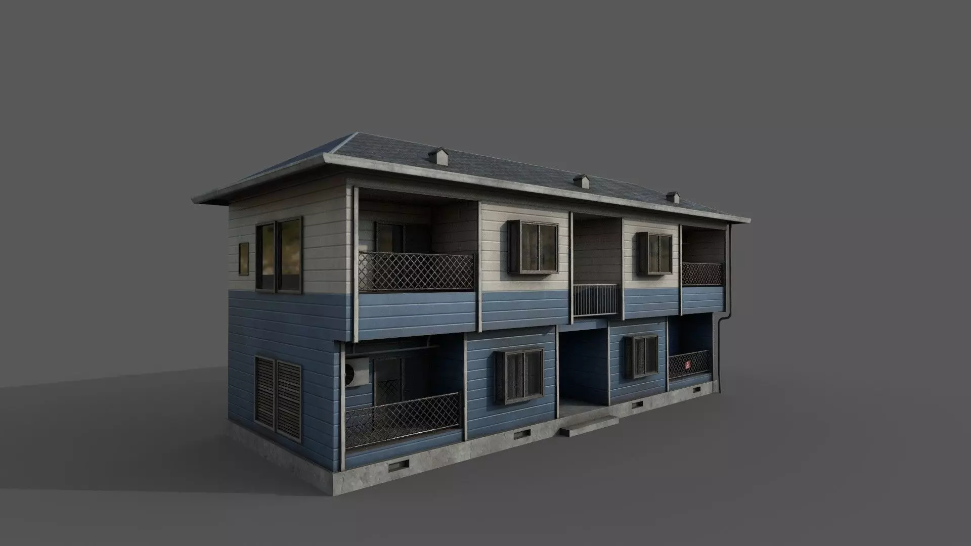 Residential japanese building Low-poly 3D model_0