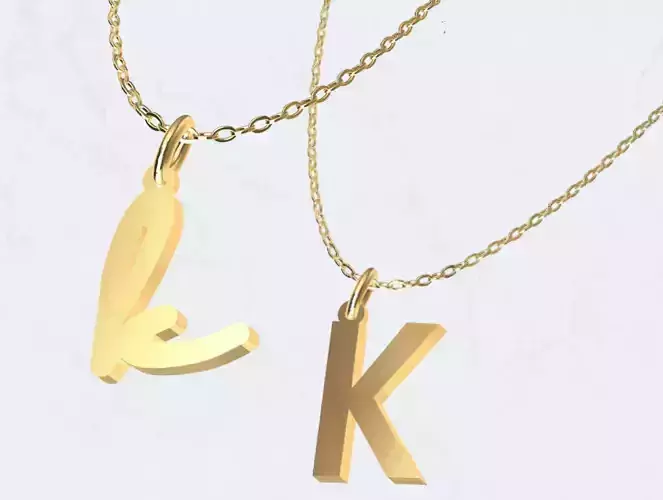 K - Letter Alphabet Pendant Necklace