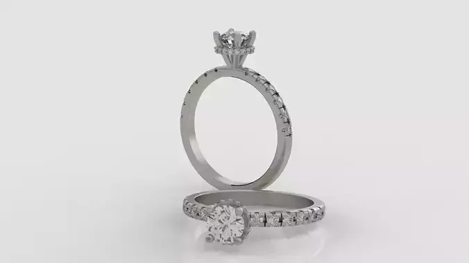 Solitaire Engagement Ring 3d model  C08