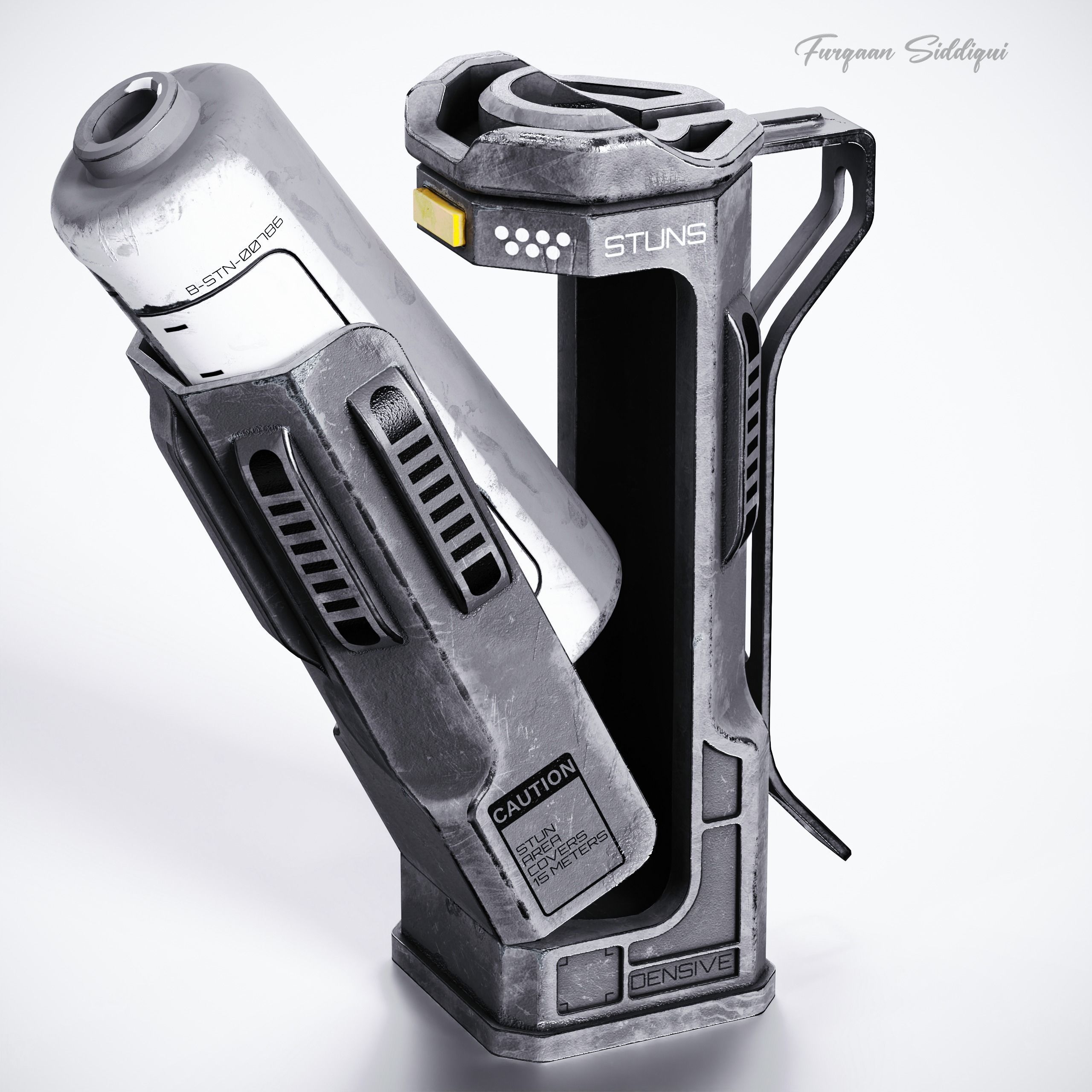 Sci-fi Stun Grenade Low-poly 3D model_5