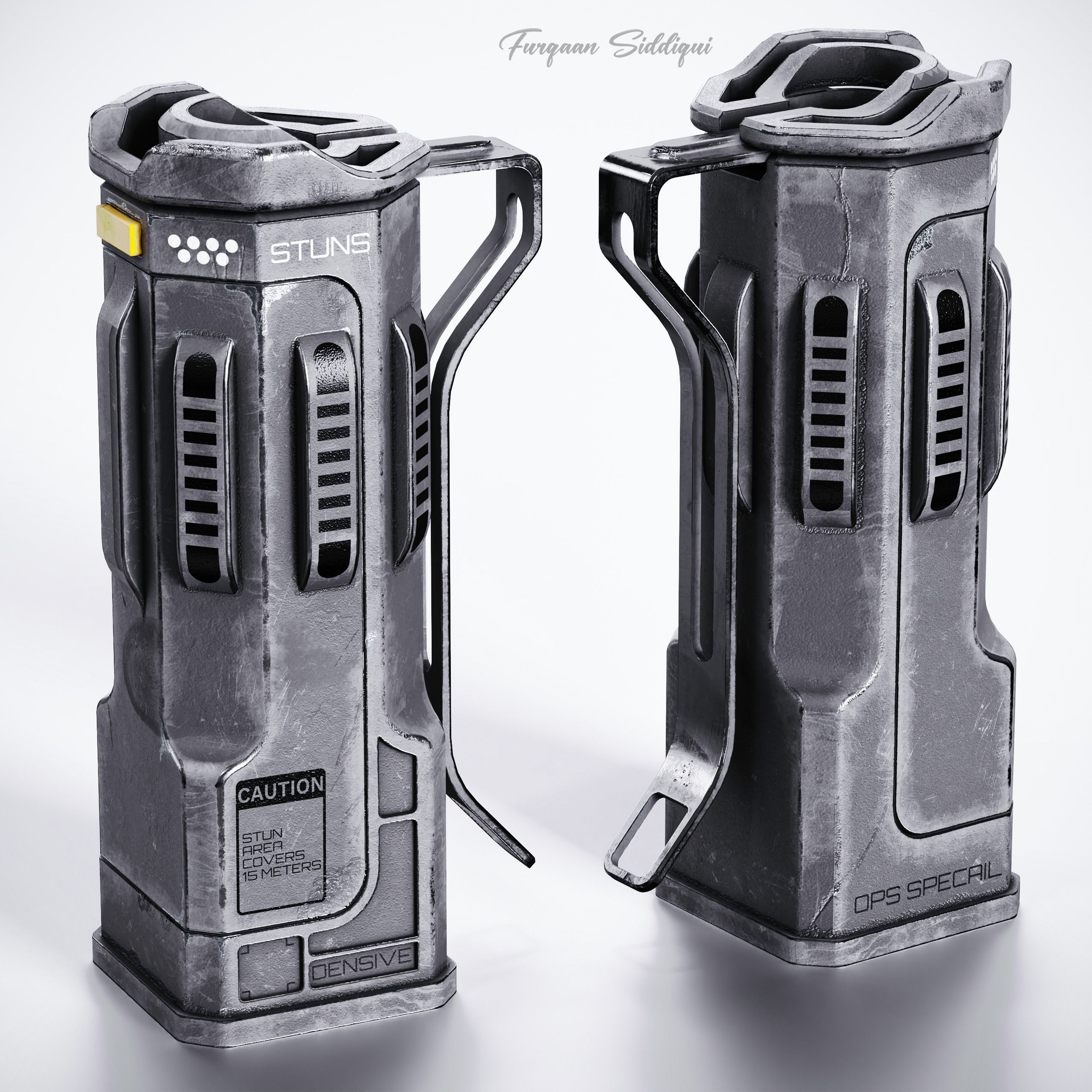 Sci-fi Stun Grenade Low-poly 3D model_2