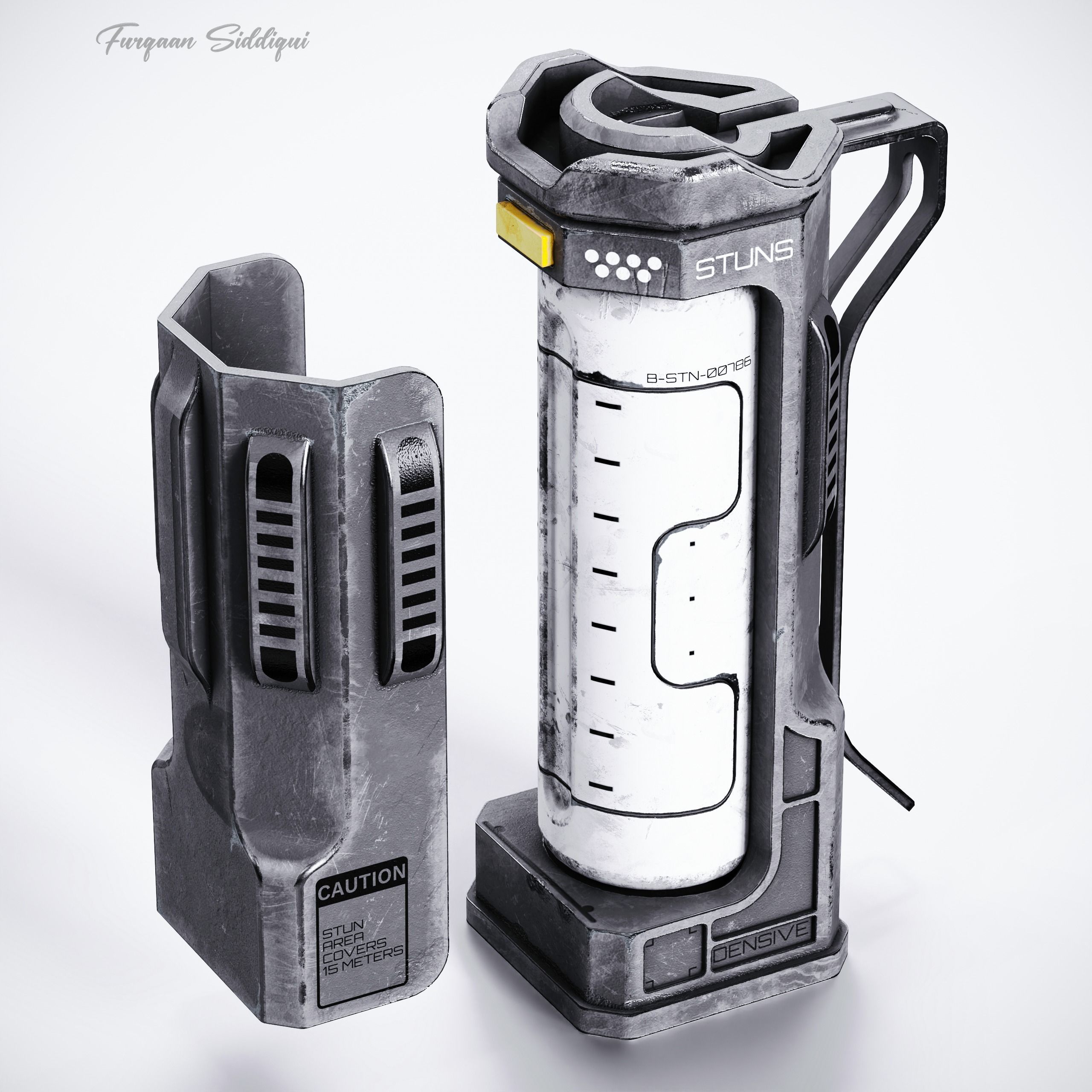 Sci-fi Stun Grenade Low-poly 3D model_3
