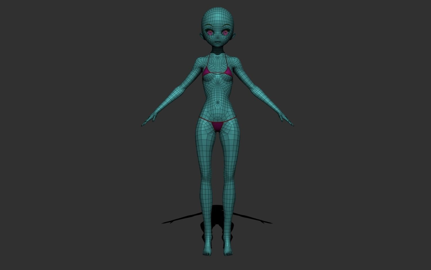 Basic female stylized anatomy  Anime girl Character base mesh  3D model_7