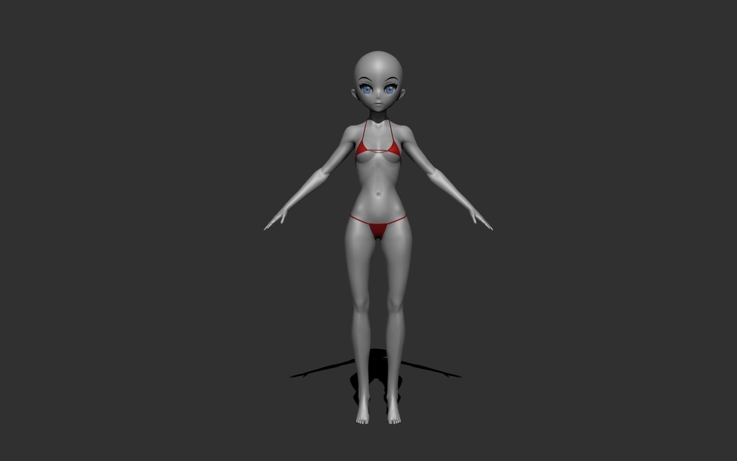 Basic female stylized anatomy  Anime girl Character base mesh  3D model_1
