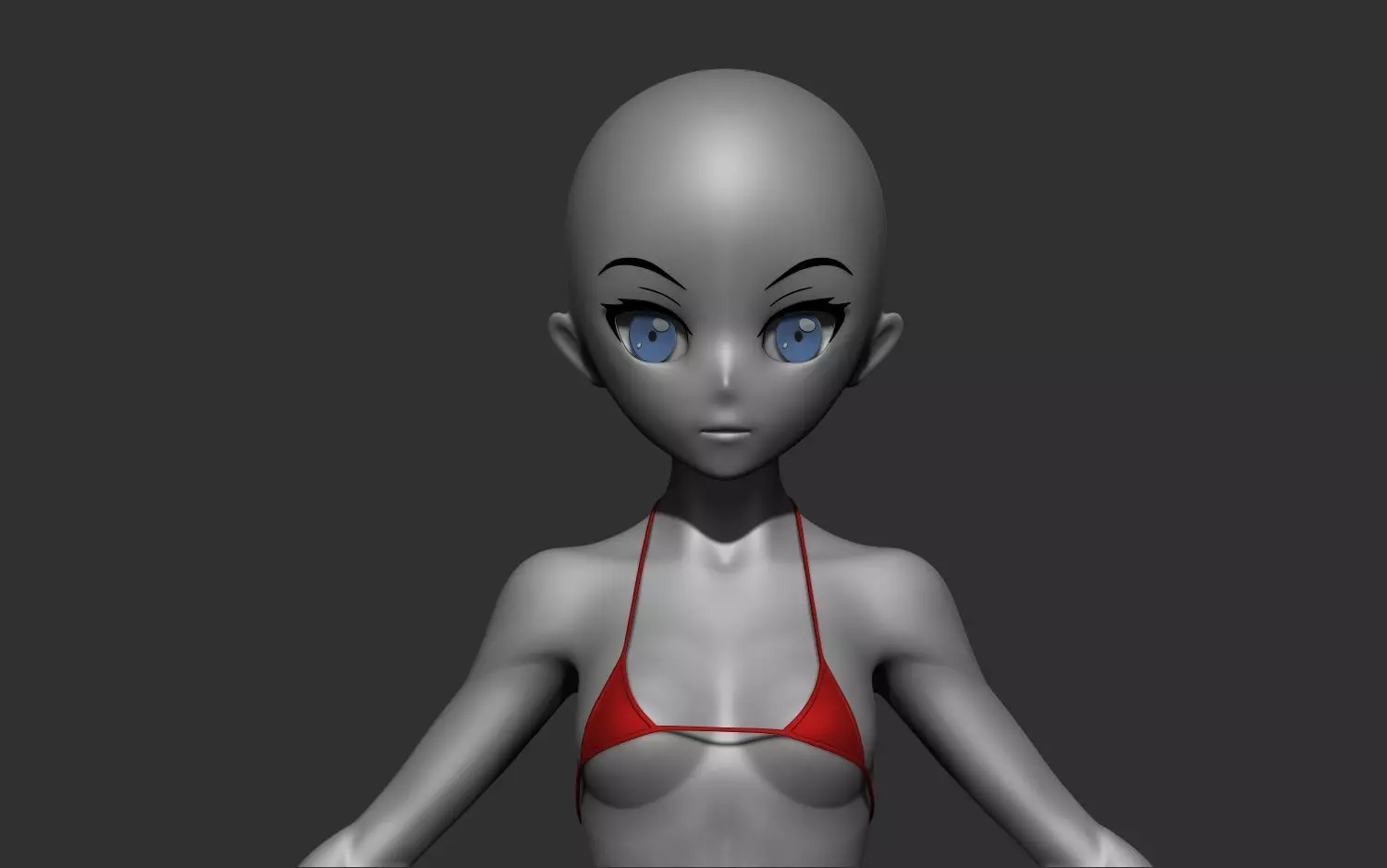 Basic female stylized anatomy  Anime girl Character base mesh  3D model_0