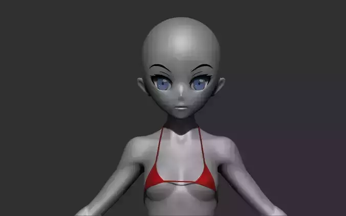 Basic female stylized anatomy  Anime girl Character base mesh  3D model Basic female stylized anatomy  Anime girl Character base mesh  3D model