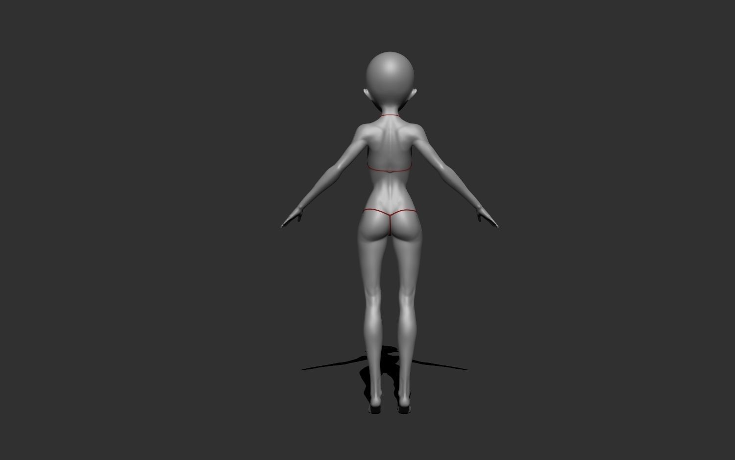 Basic female stylized anatomy  Anime girl Character base mesh  3D model_3