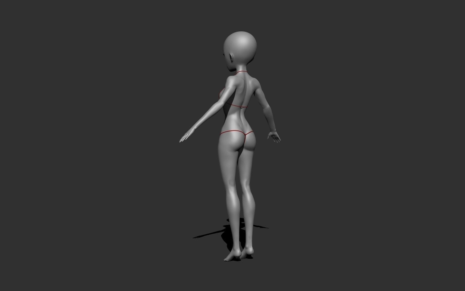 Basic female stylized anatomy  Anime girl Character base mesh  3D model_2
