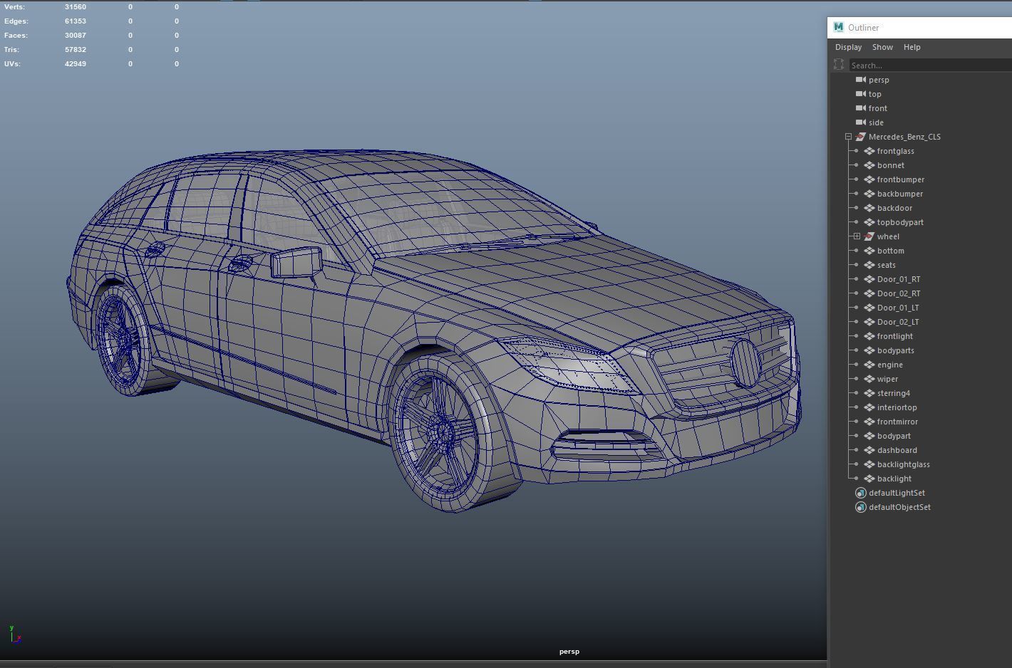 Mercedes-Benz CLS Model Low poly 3D model_2