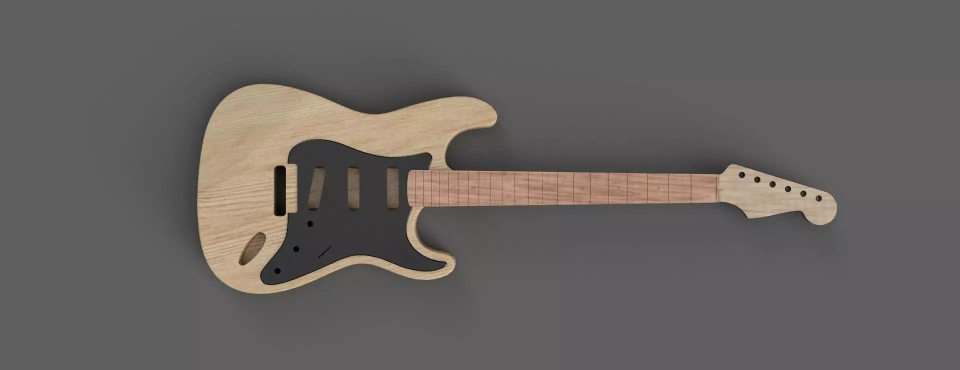 CNC Fender Stratocaster Guitar Body and Neck 3D CAD Model 3D model_0