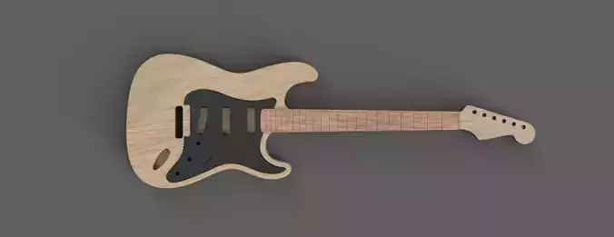 CNC Fender Stratocaster Guitar Body and Neck 3D CAD Model 3D model