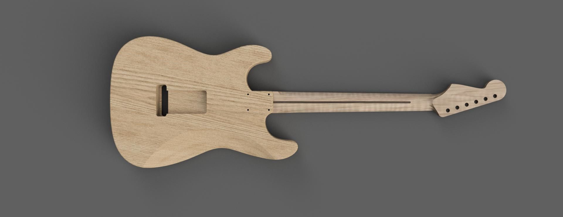 CNC Fender Stratocaster Guitar Body and Neck 3D CAD Model 3D model_1