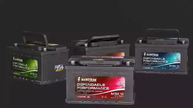Car Battery Low-poly 3D model