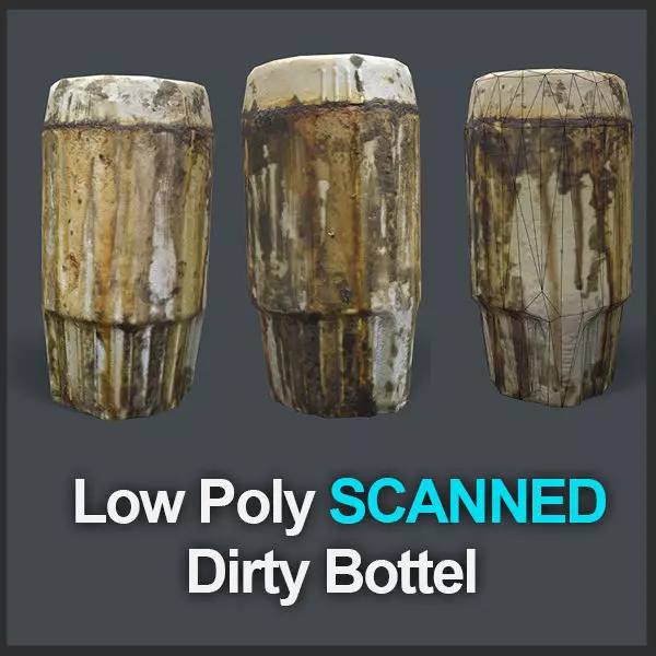 Dirty Bottle Low-poly 3D model_0