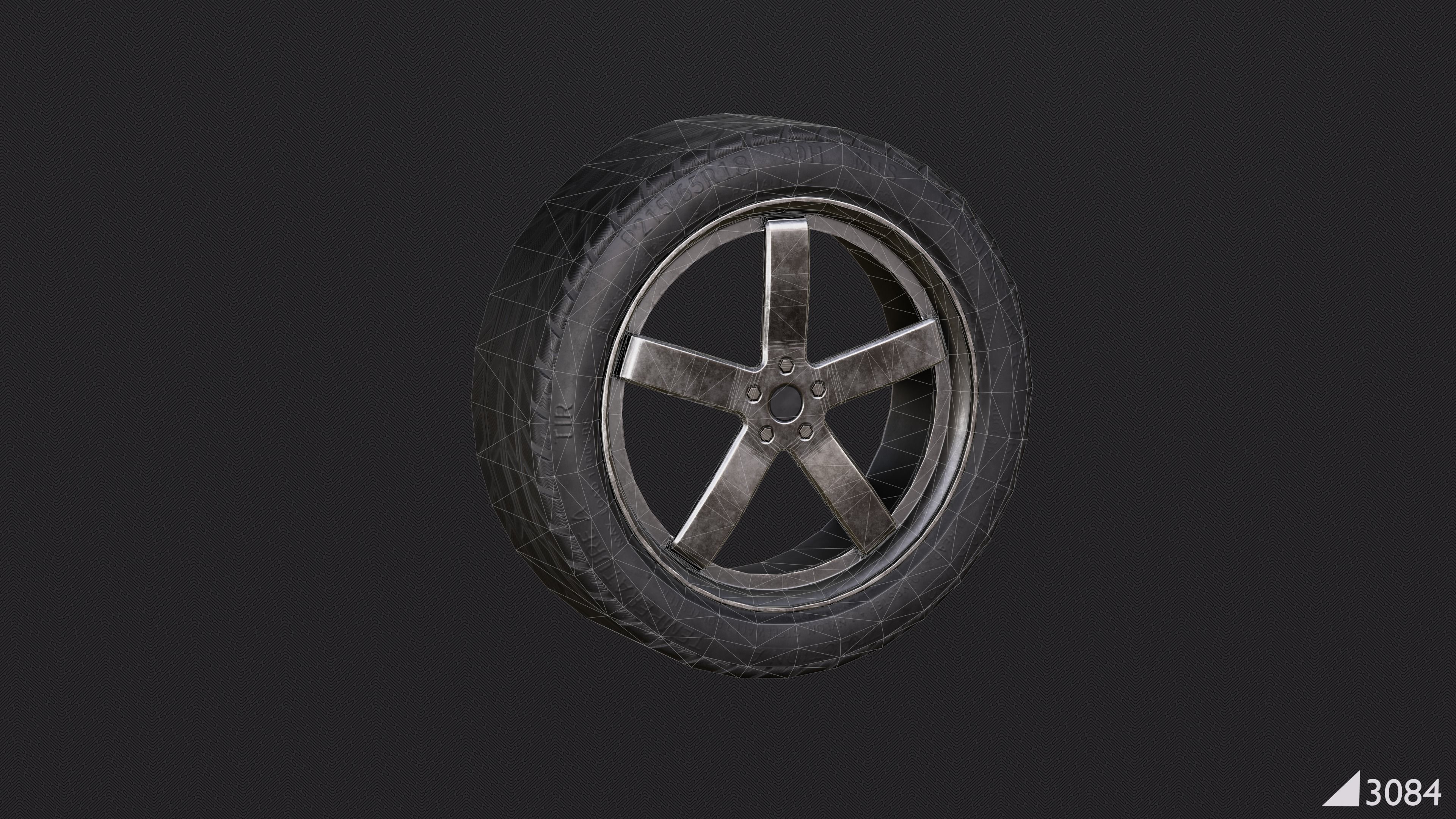 Car Wheel Low-poly 3D model_5
