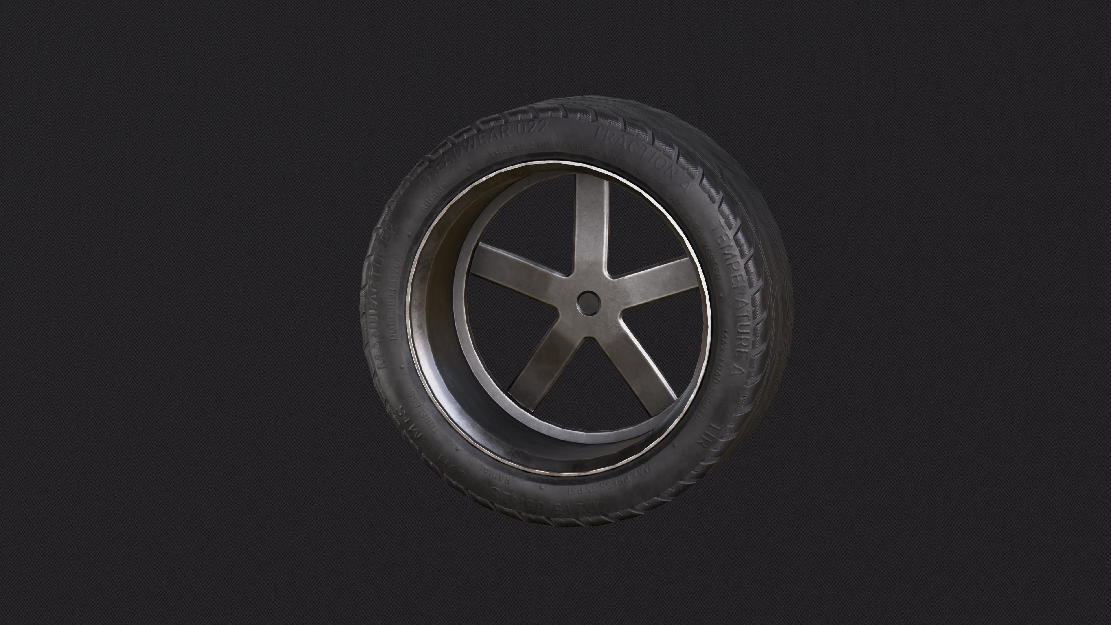 Car Wheel Low-poly 3D model_2