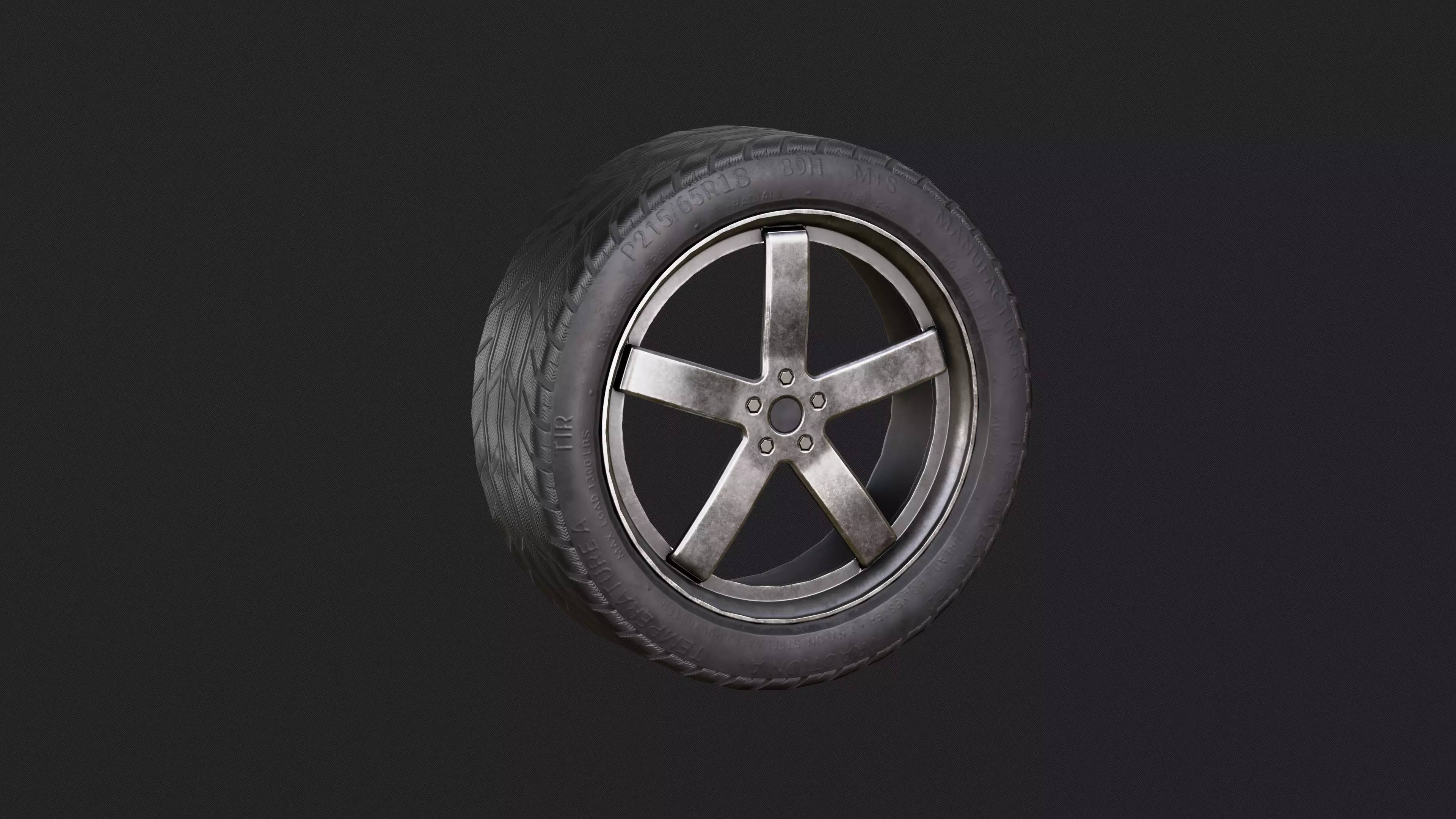 Car Wheel Low-poly 3D model_0