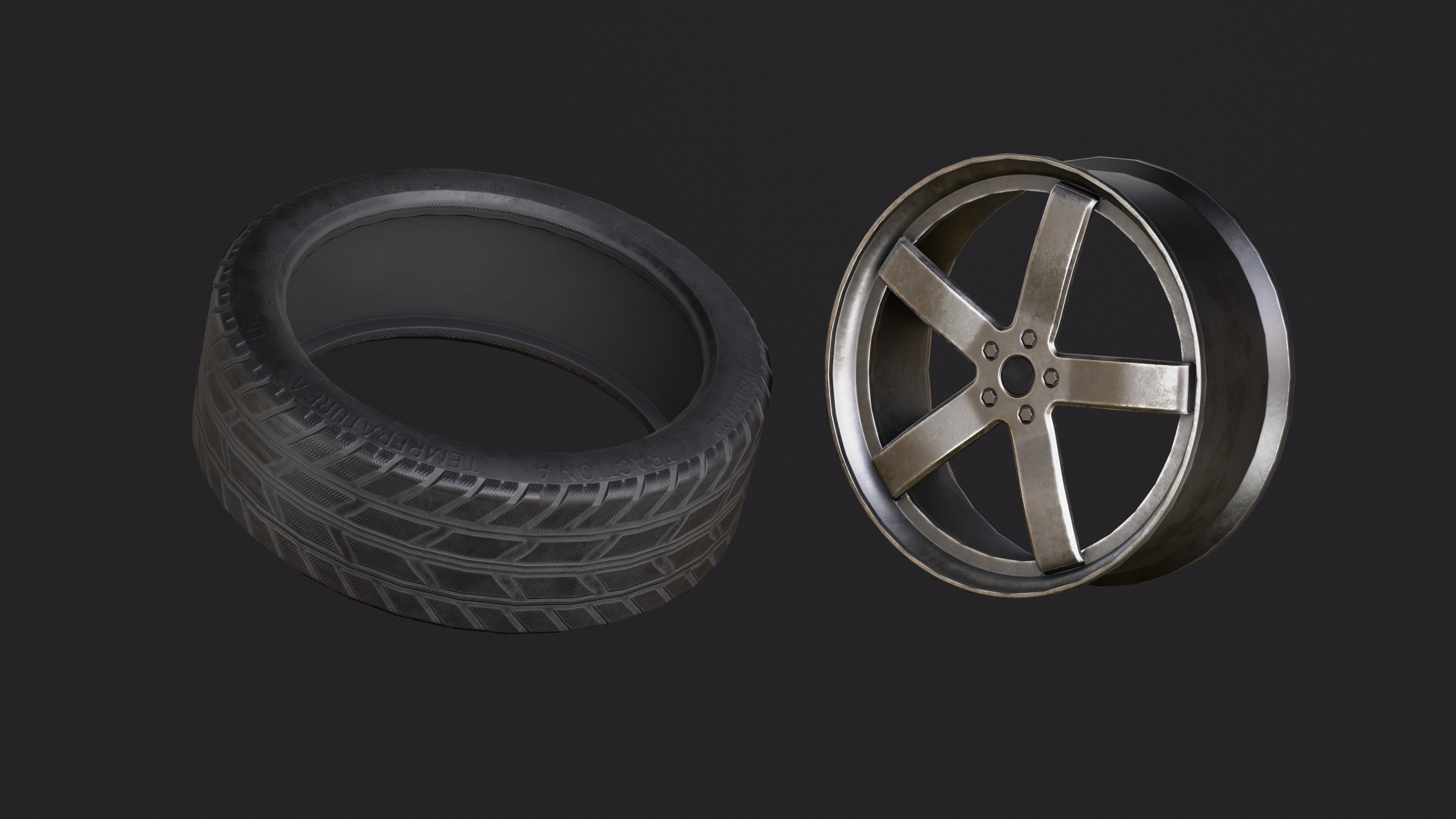 Car Wheel Low-poly 3D model_3
