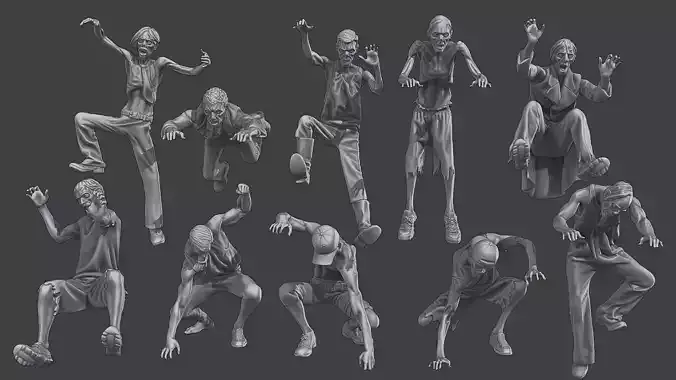 Casual Zombie CZ3 Pack 1 3D Model Collection