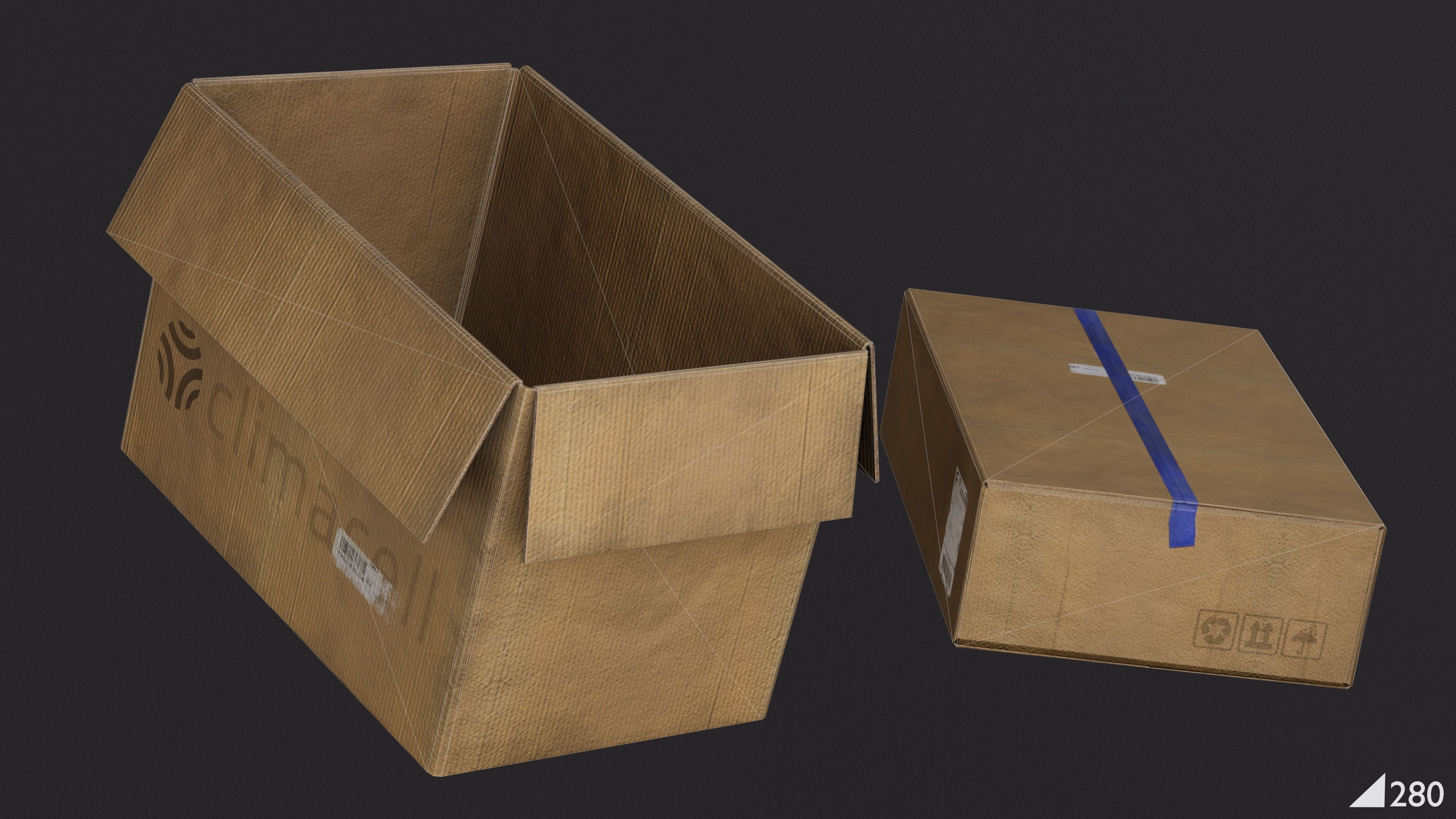 Papers Boxes Low-poly 3D model_5