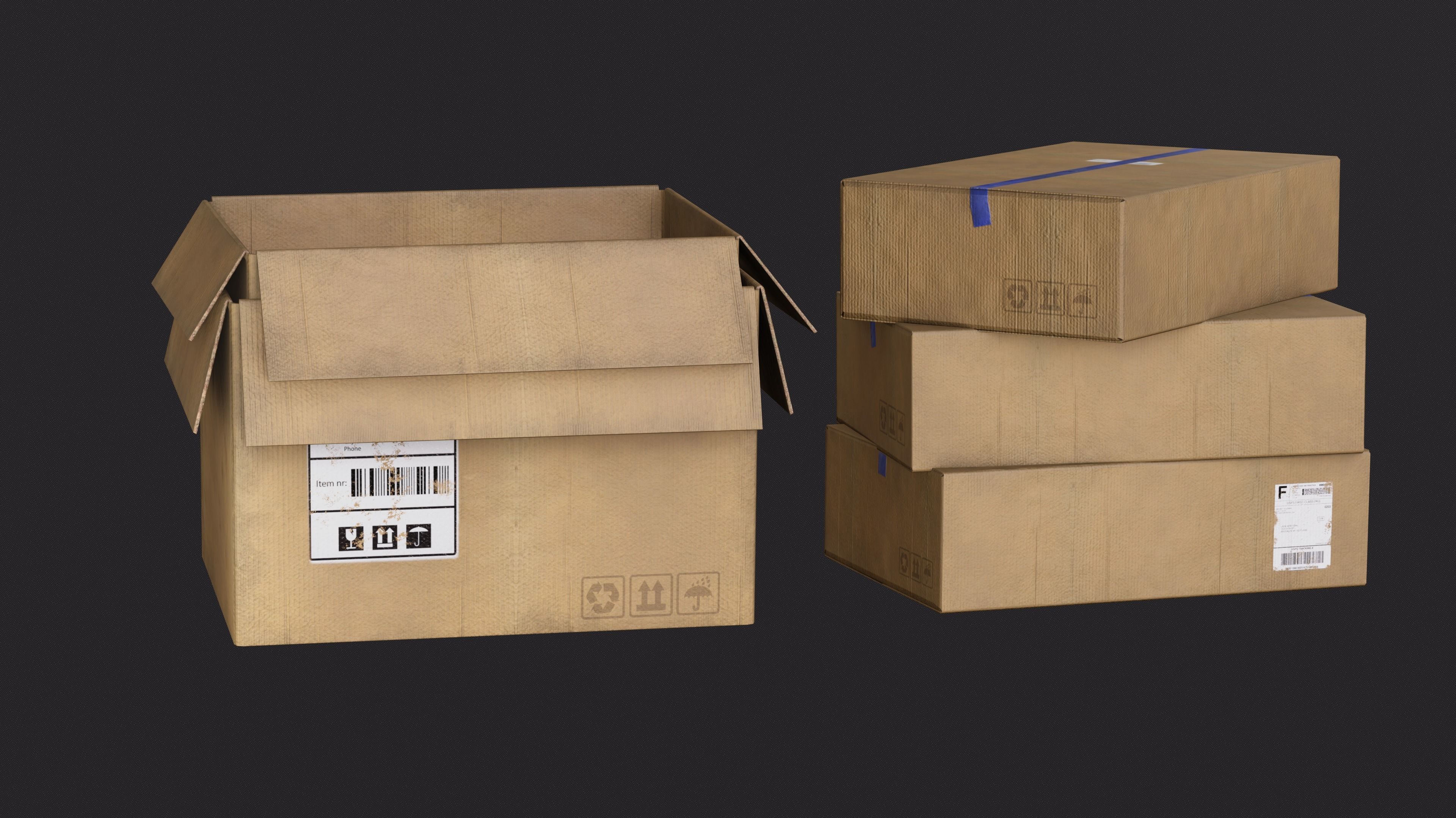 Papers Boxes Low-poly 3D model_4