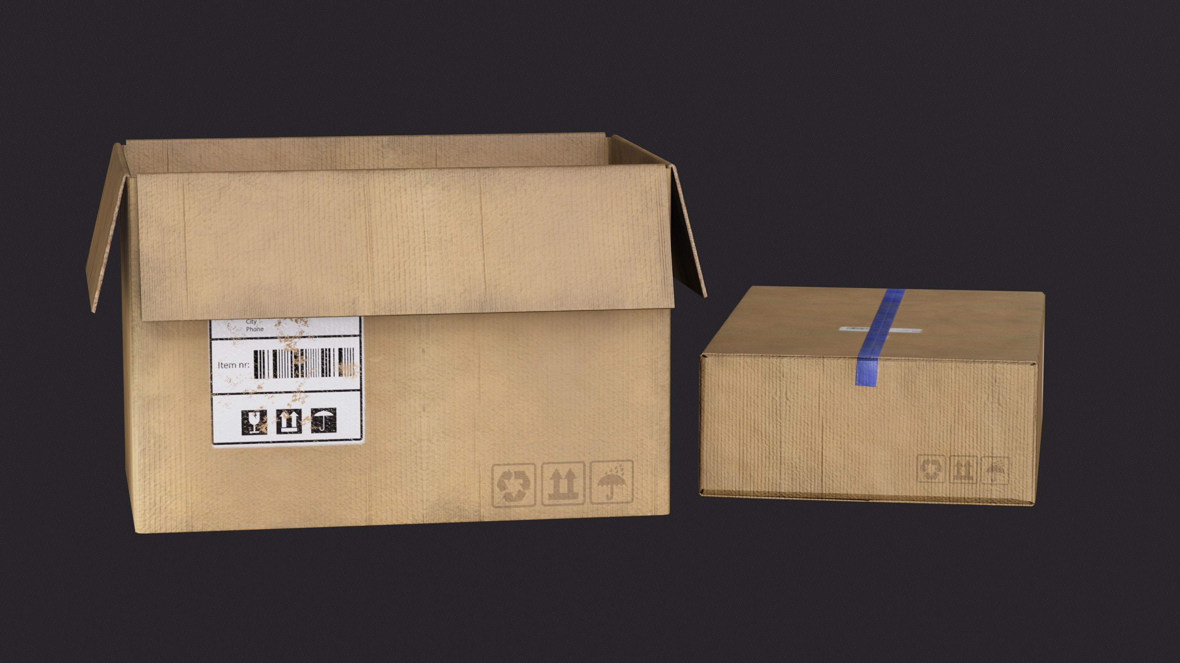 Papers Boxes Low-poly 3D model_1