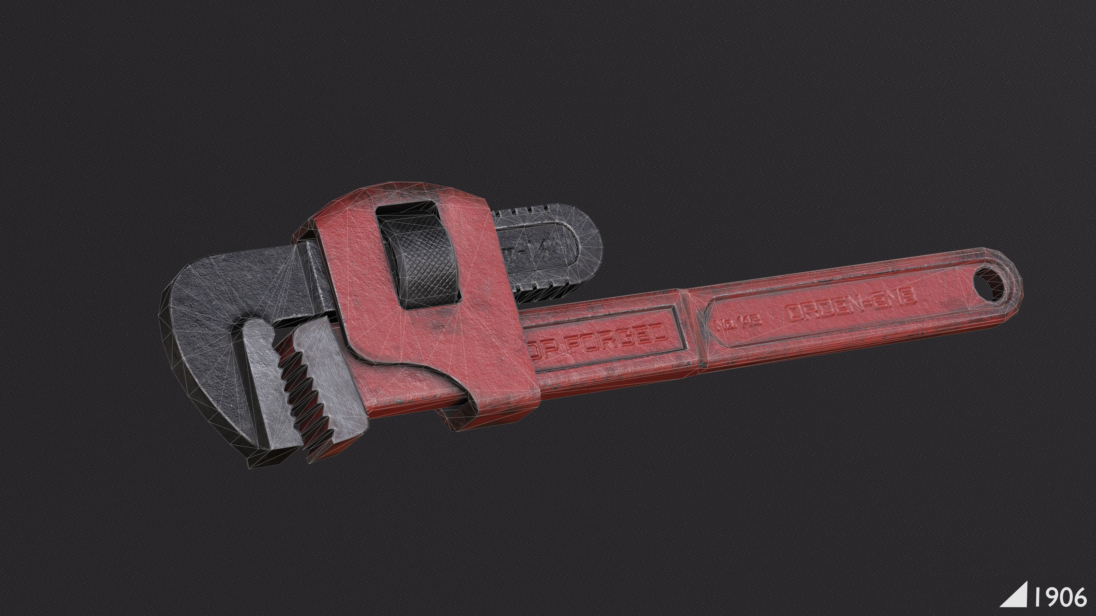 Pipe Wrench Low-poly 3D model_4