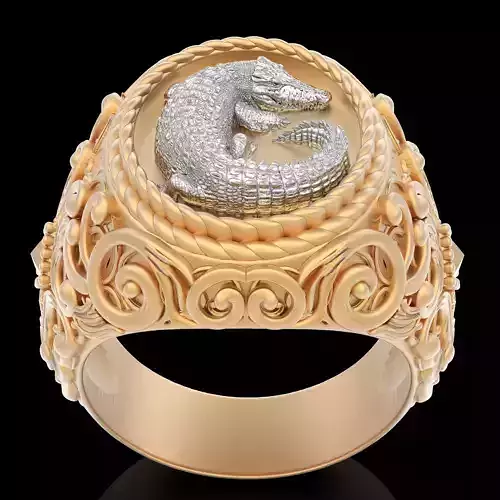 Crocodile ring silver gold printable jewelry 3D model