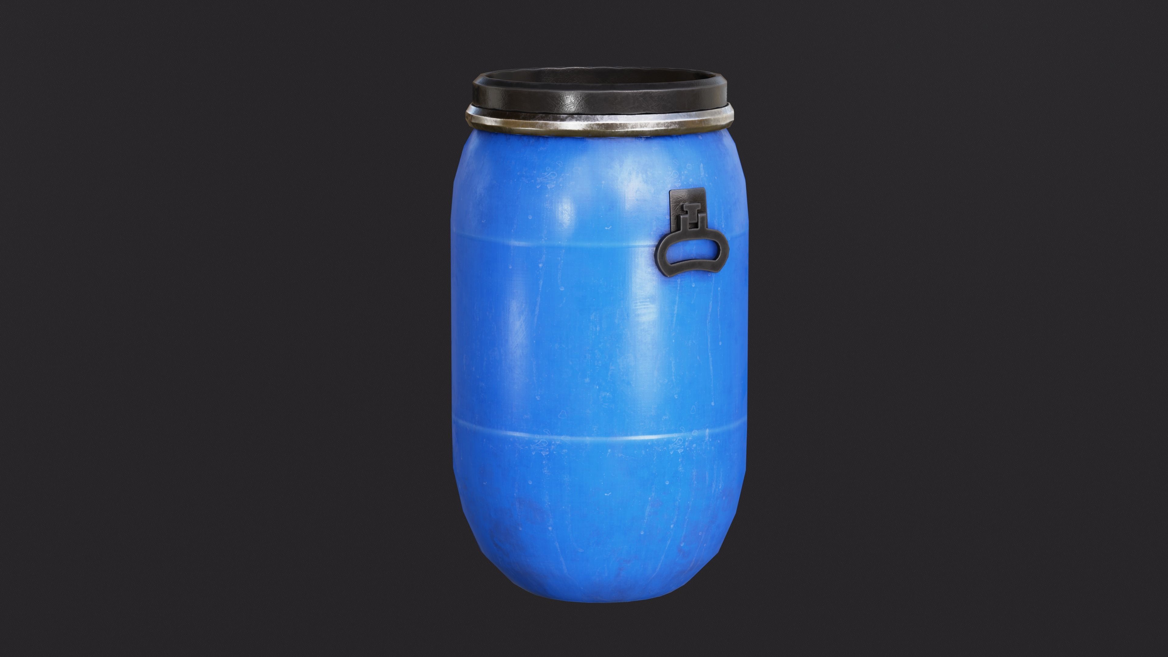 Plastic Barrel Low-poly 3D model_1