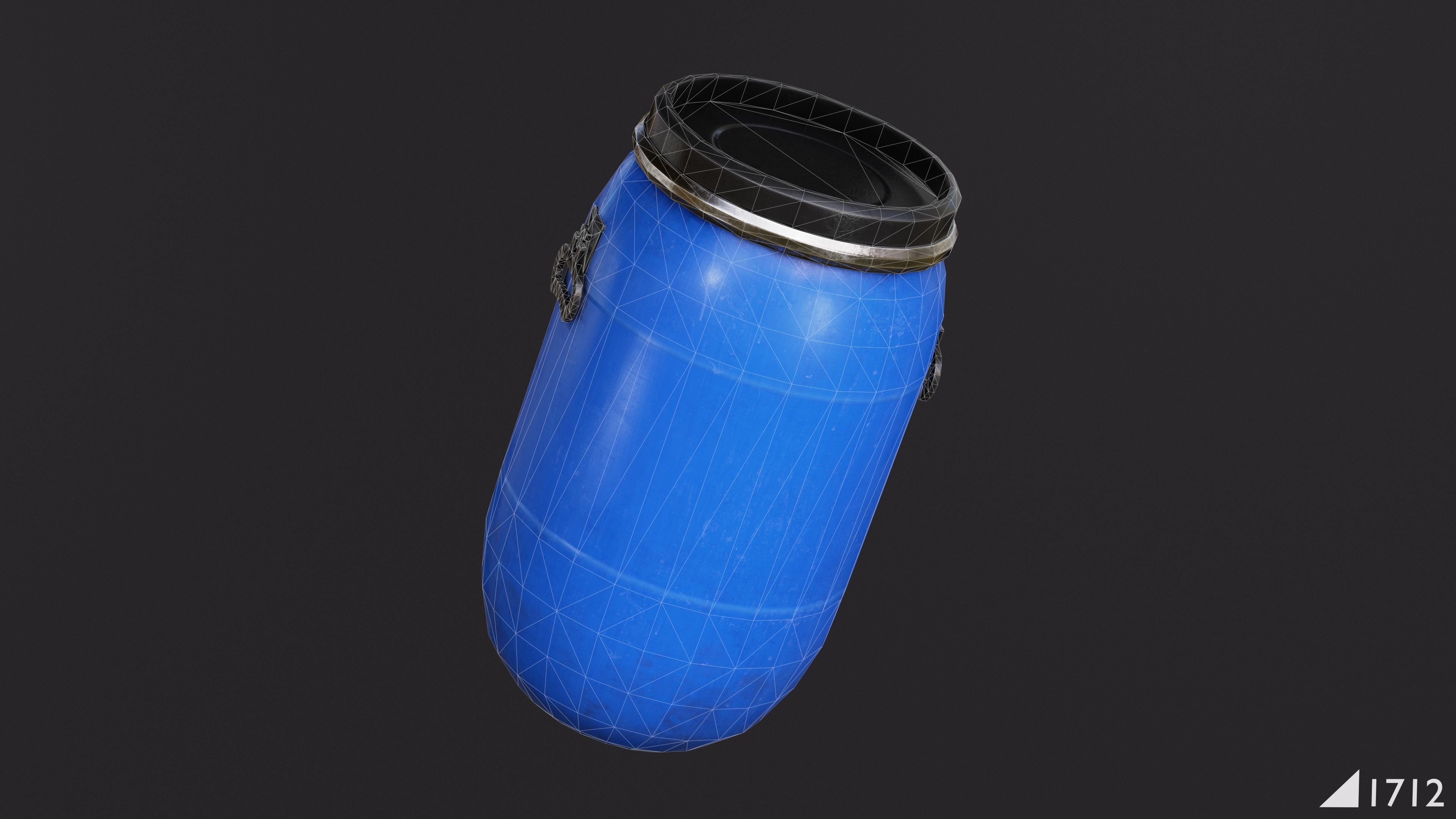 Plastic Barrel Low-poly 3D model_6