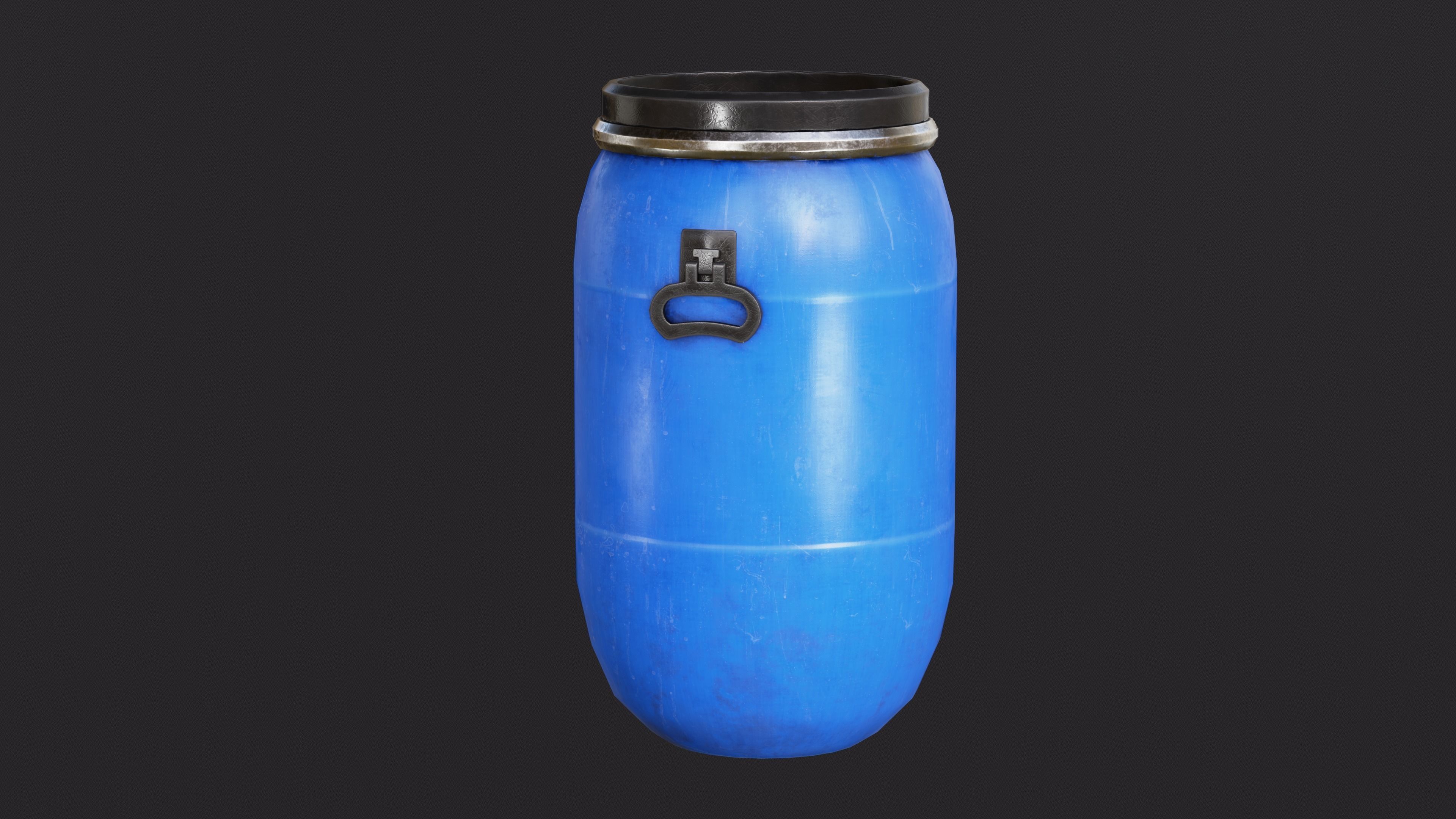 Plastic Barrel Low-poly 3D model_2