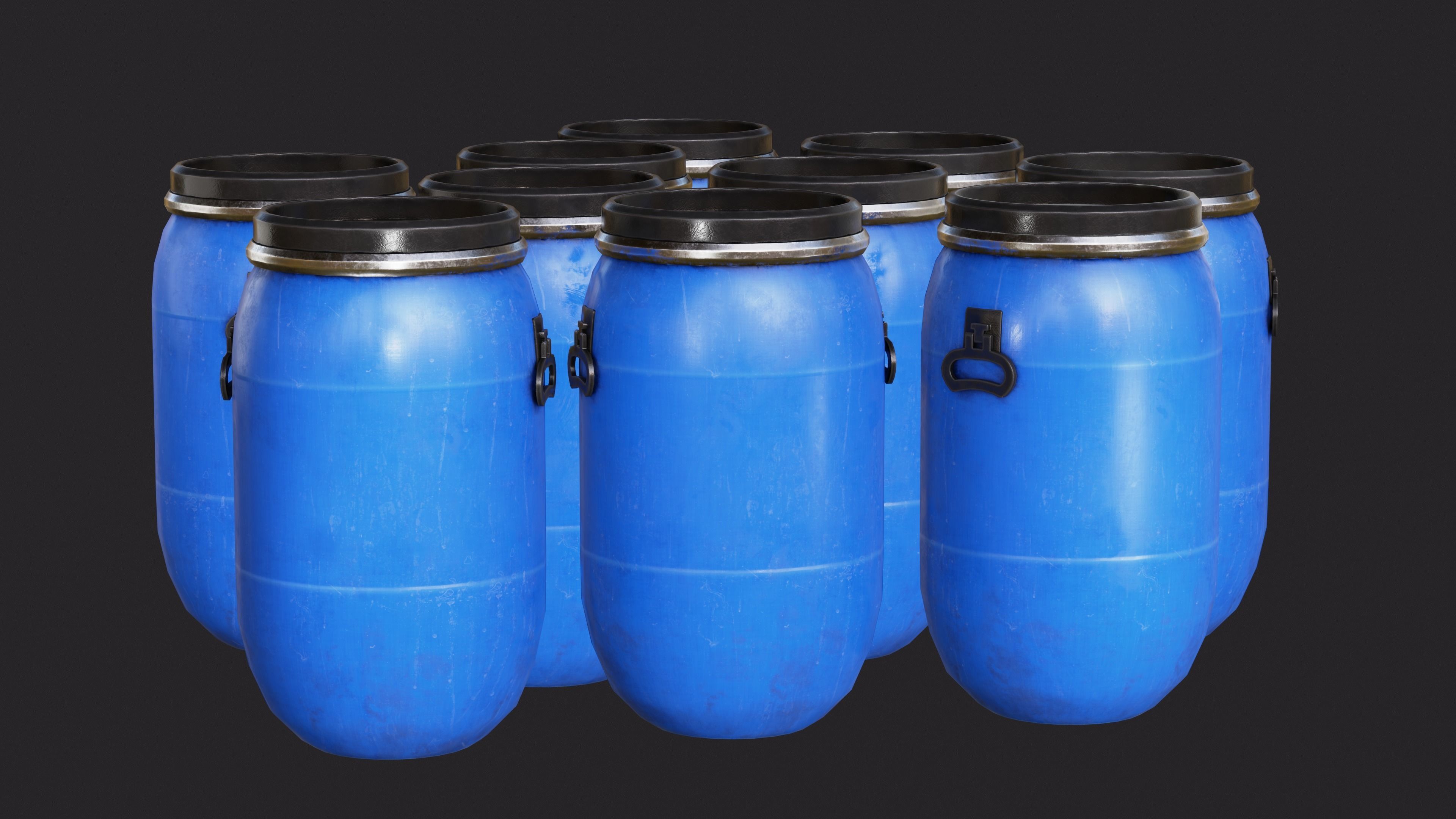 Plastic Barrel Low-poly 3D model_5