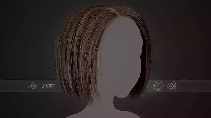 Female Hair Cards Style 2 - Short Hair Bob Low-poly 3D model