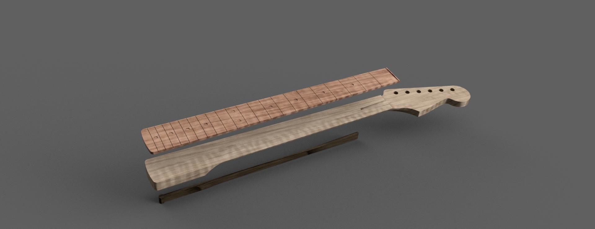 CNC Fender Stratocaster Guitar Neck 3D CAD Model 3D model_2