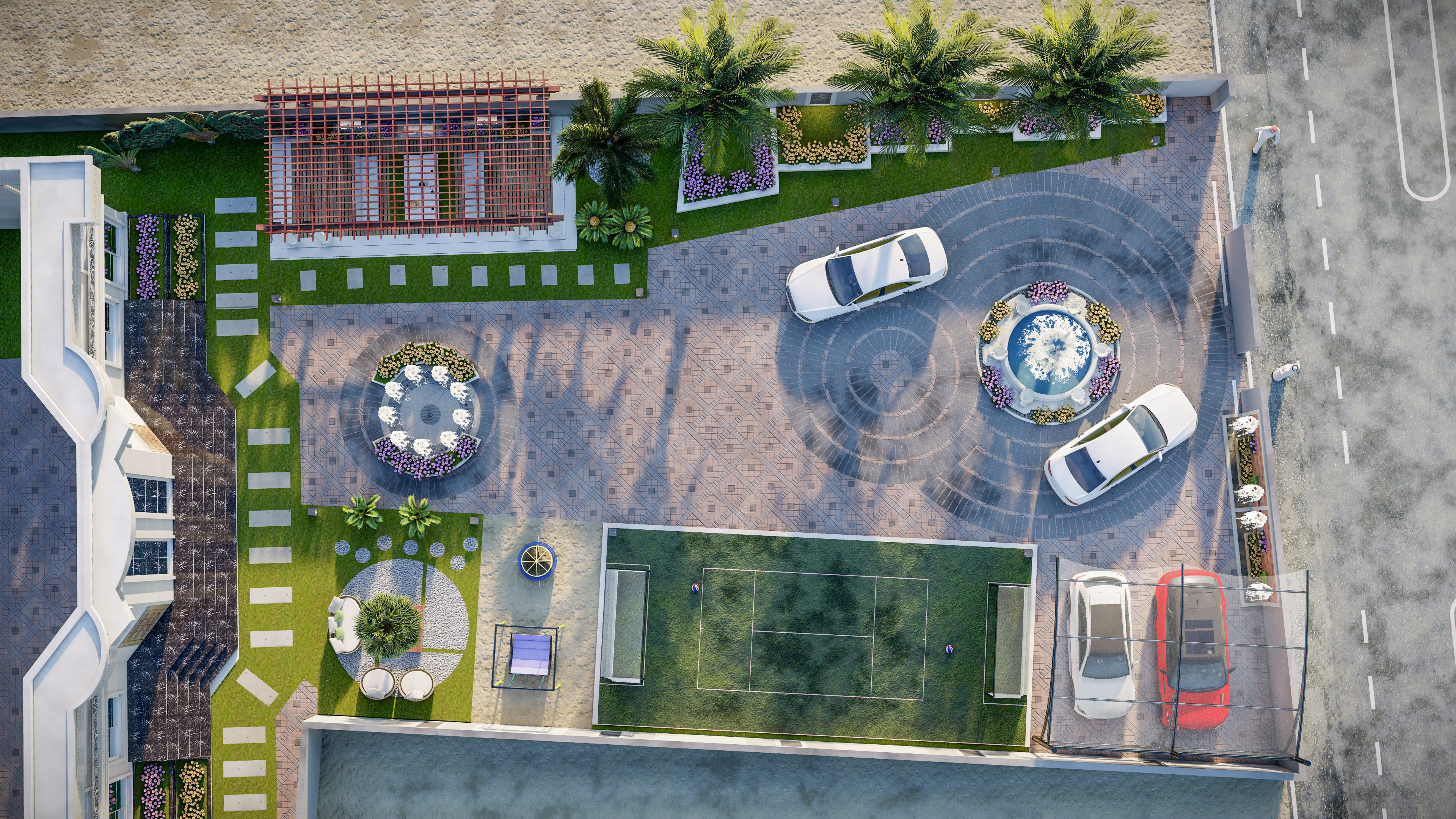 garden landscape 3D Model swimming pool 3D model_3