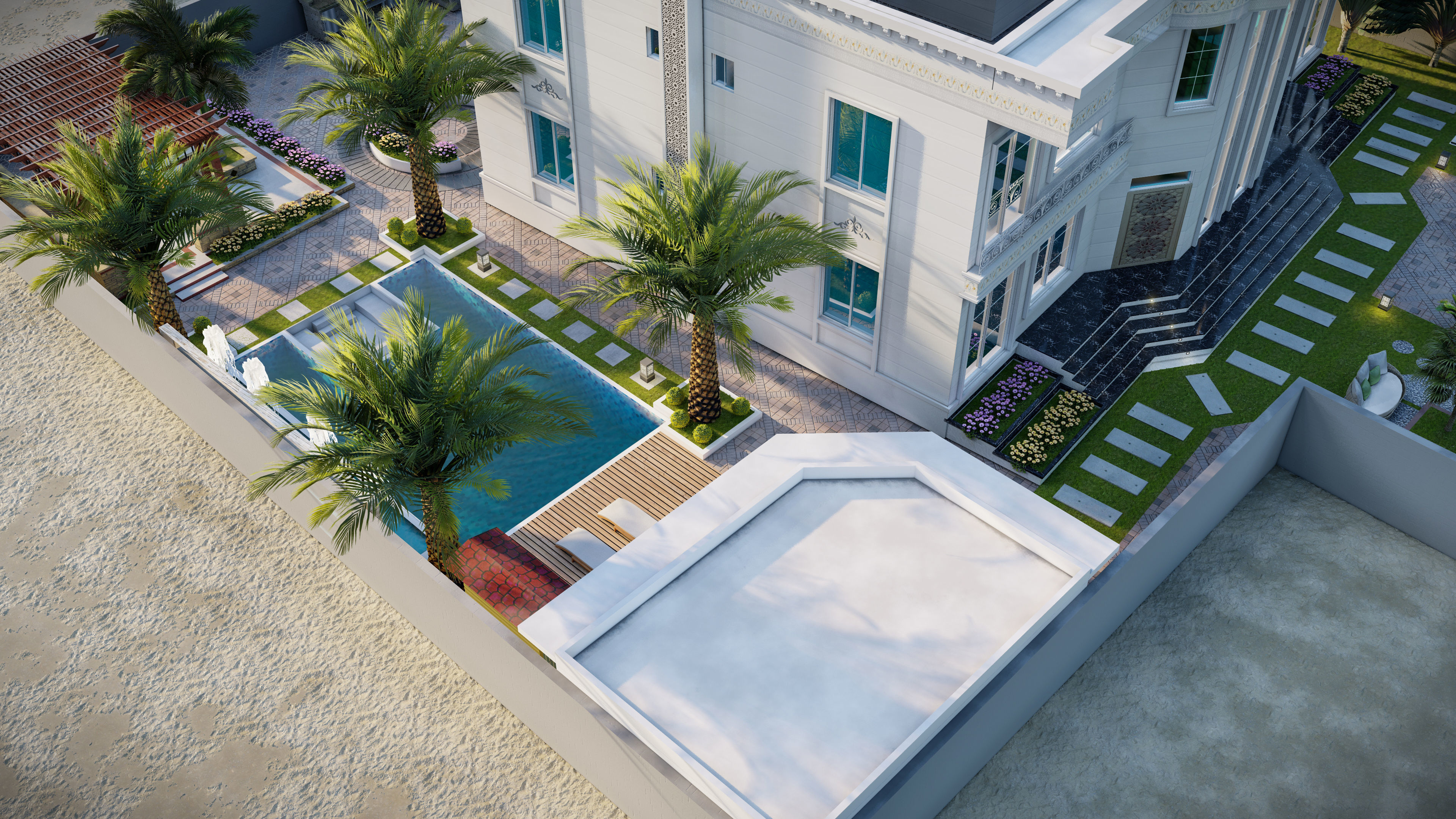 garden landscape 3D Model swimming pool 3D model_6