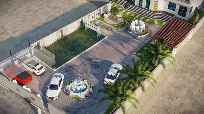 garden landscape 3D Model swimming pool 3D model