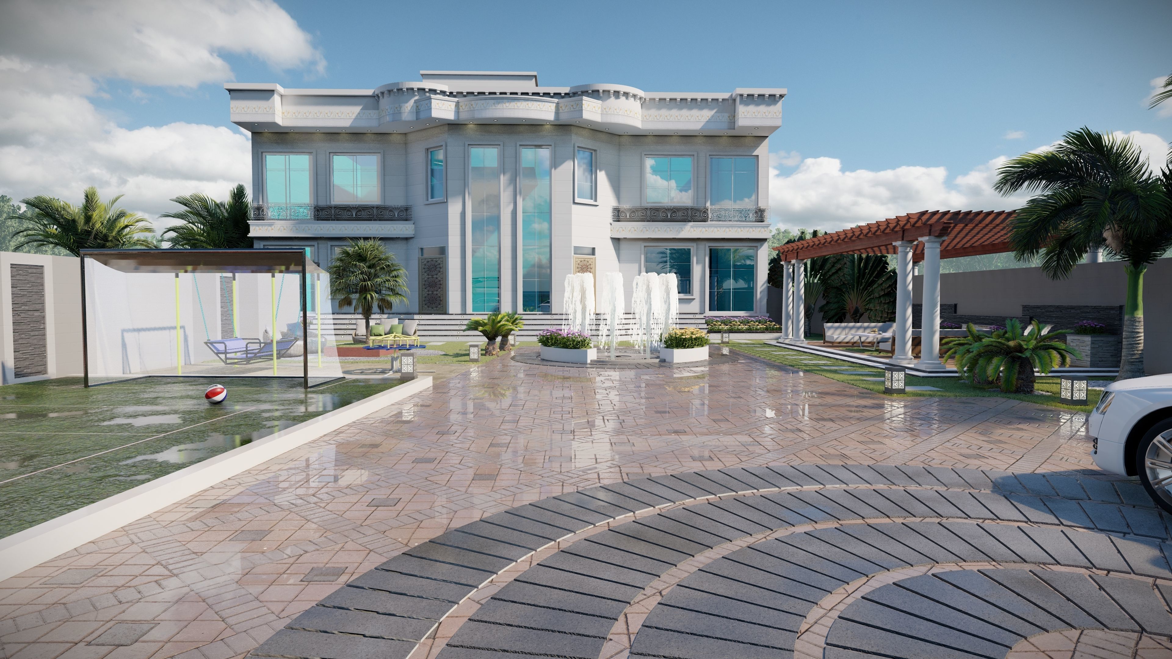 garden landscape 3D Model swimming pool 3D model_9