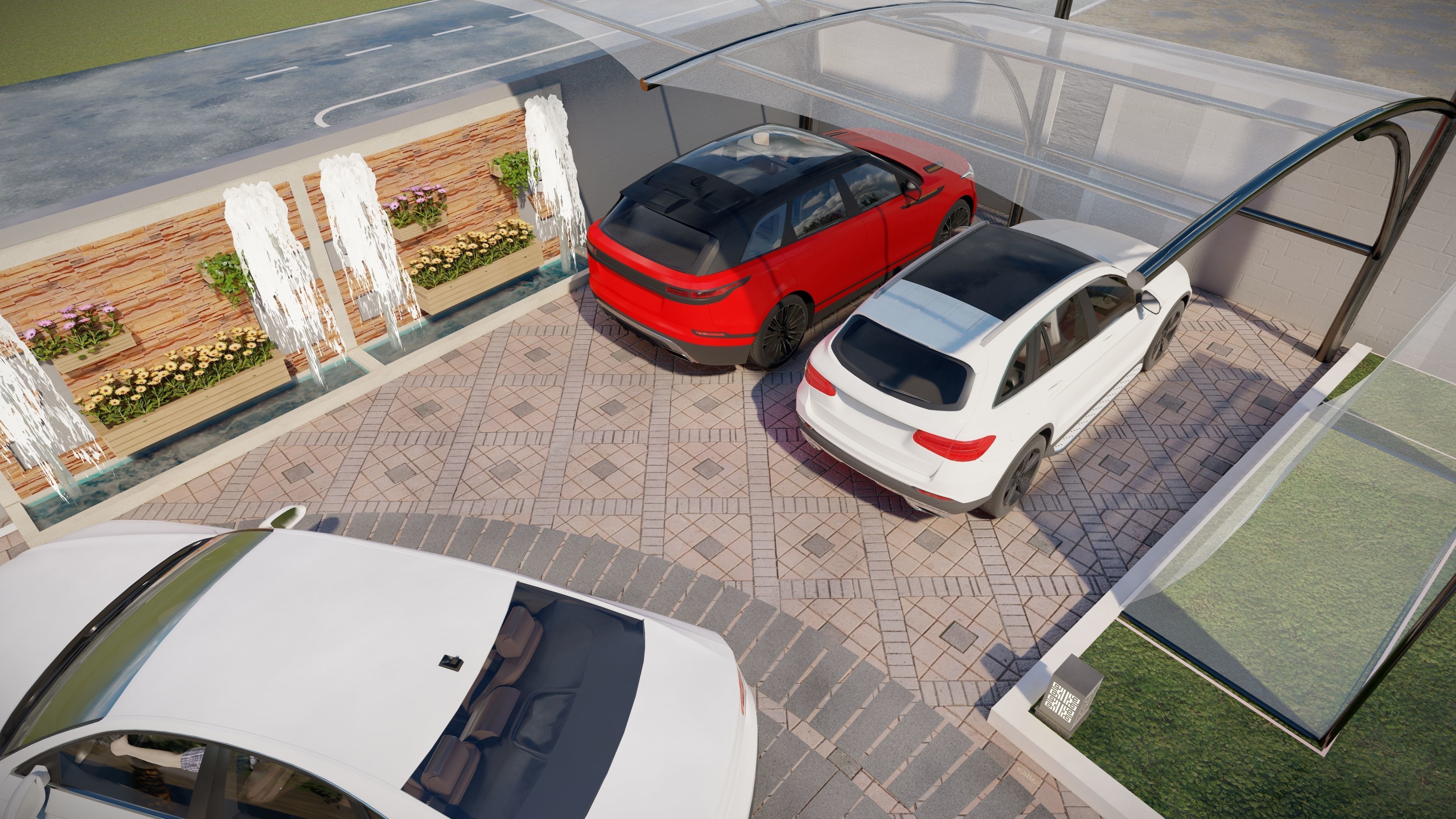 garden landscape 3D Model swimming pool 3D model_1