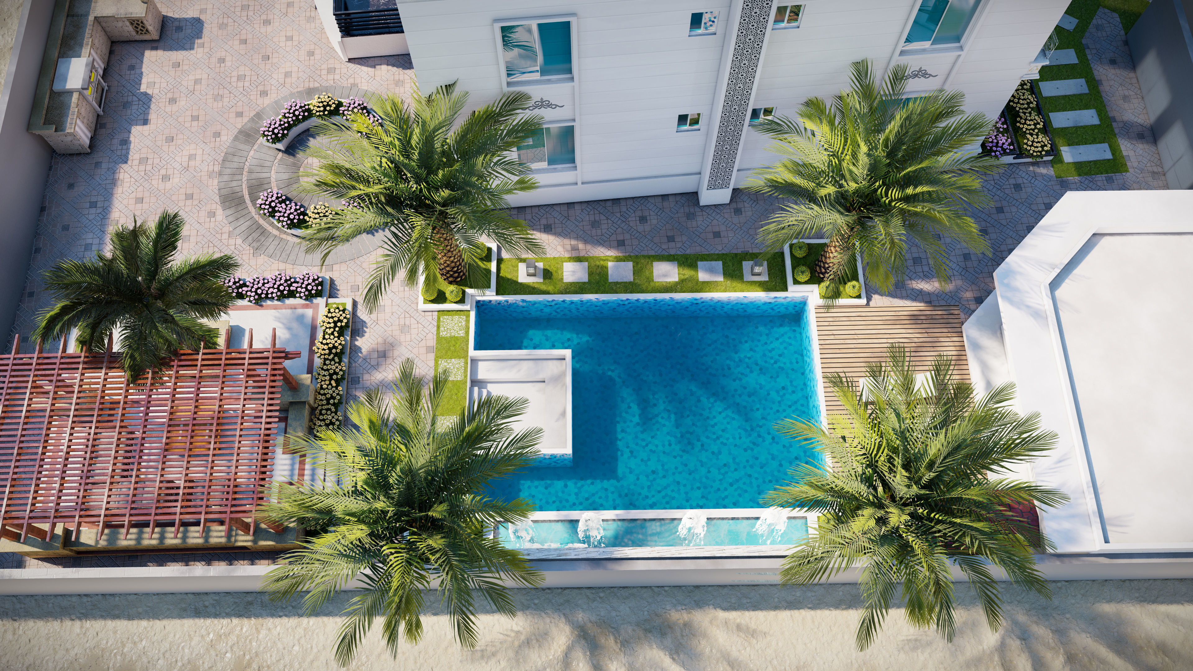 garden landscape 3D Model swimming pool 3D model_14