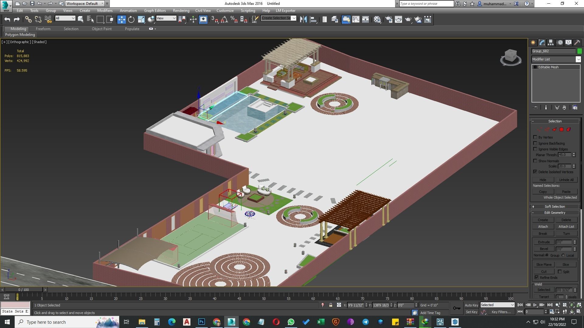 garden landscape 3D Model swimming pool 3D model_30