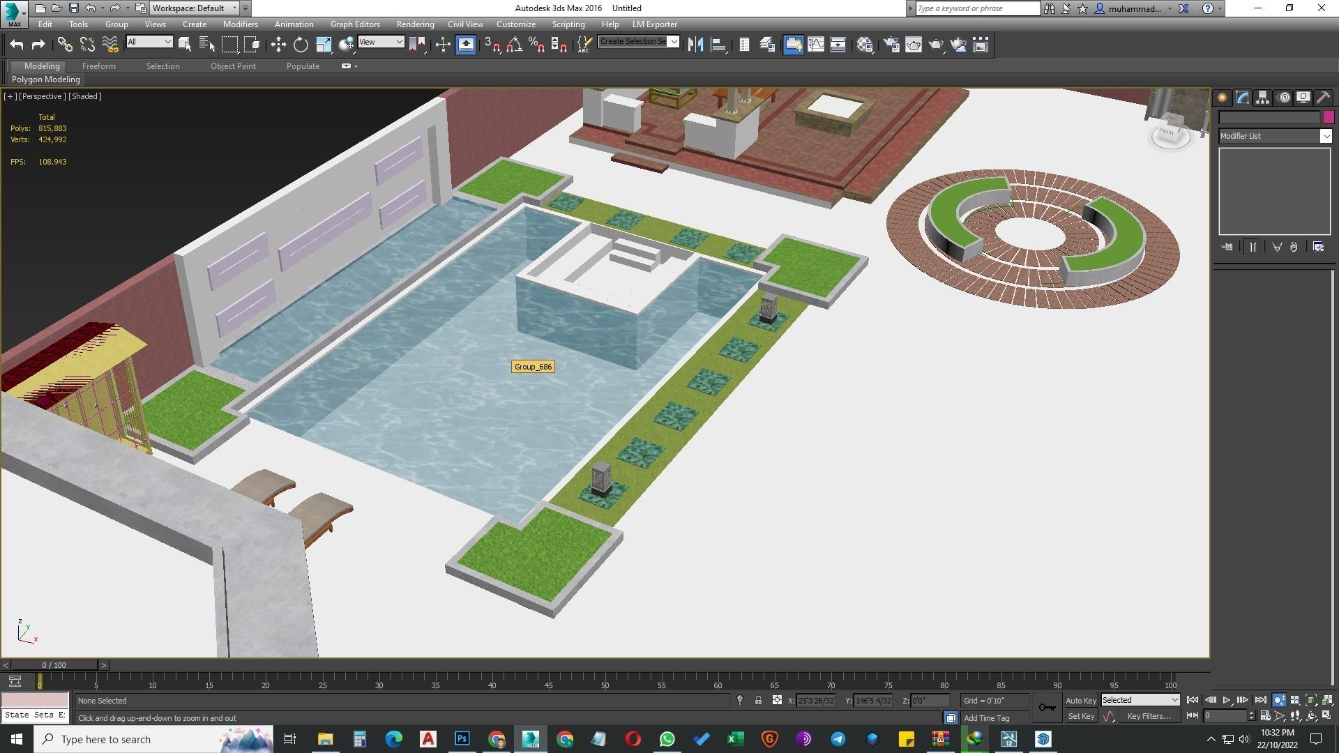 garden landscape 3D Model swimming pool 3D model_27