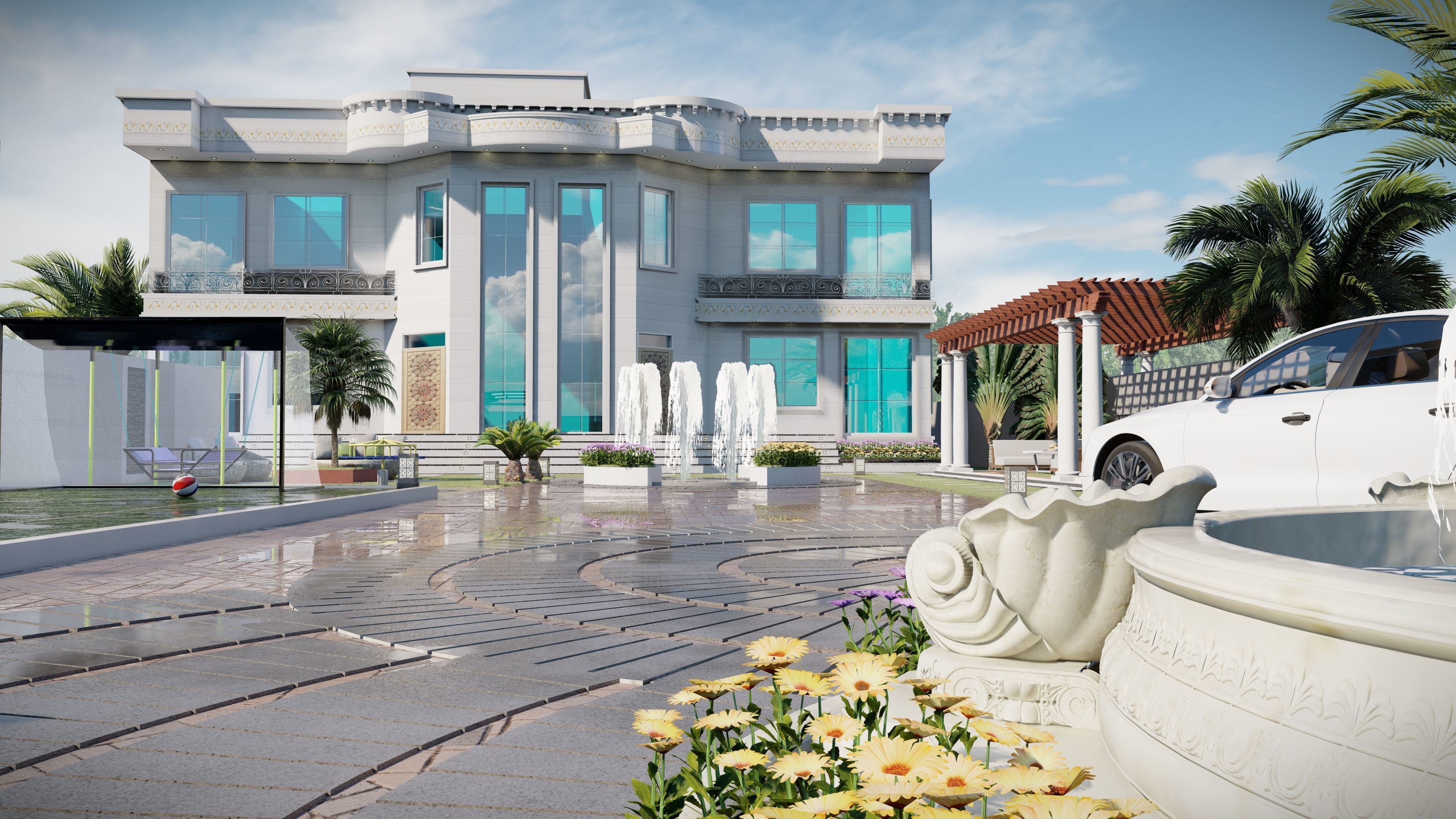 garden landscape 3D Model swimming pool 3D model_13