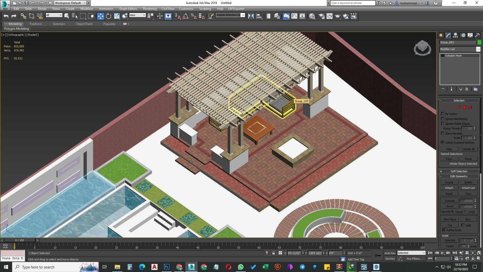 garden landscape 3D Model swimming pool 3D model_28