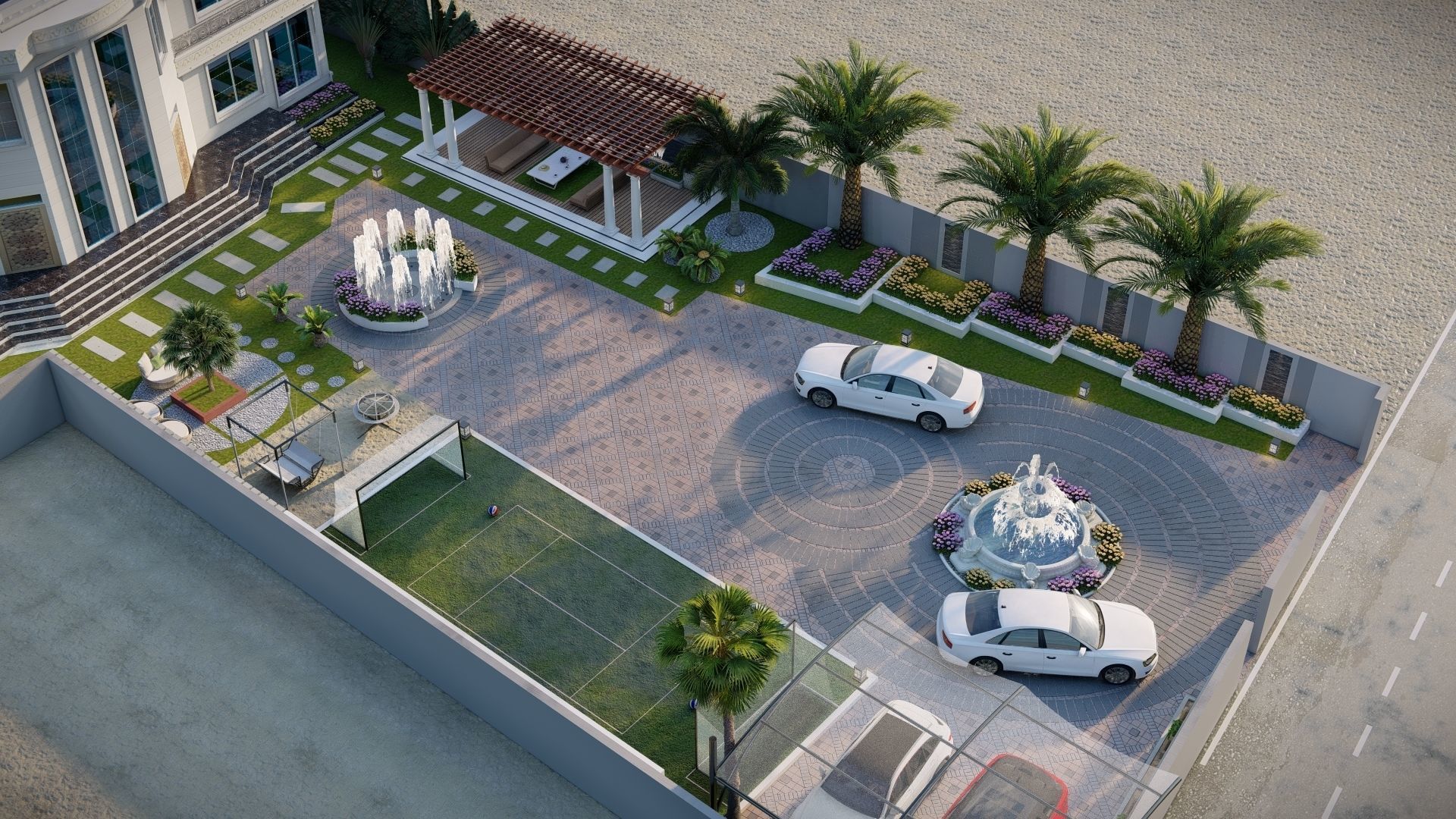 garden landscape 3D Model swimming pool 3D model_10