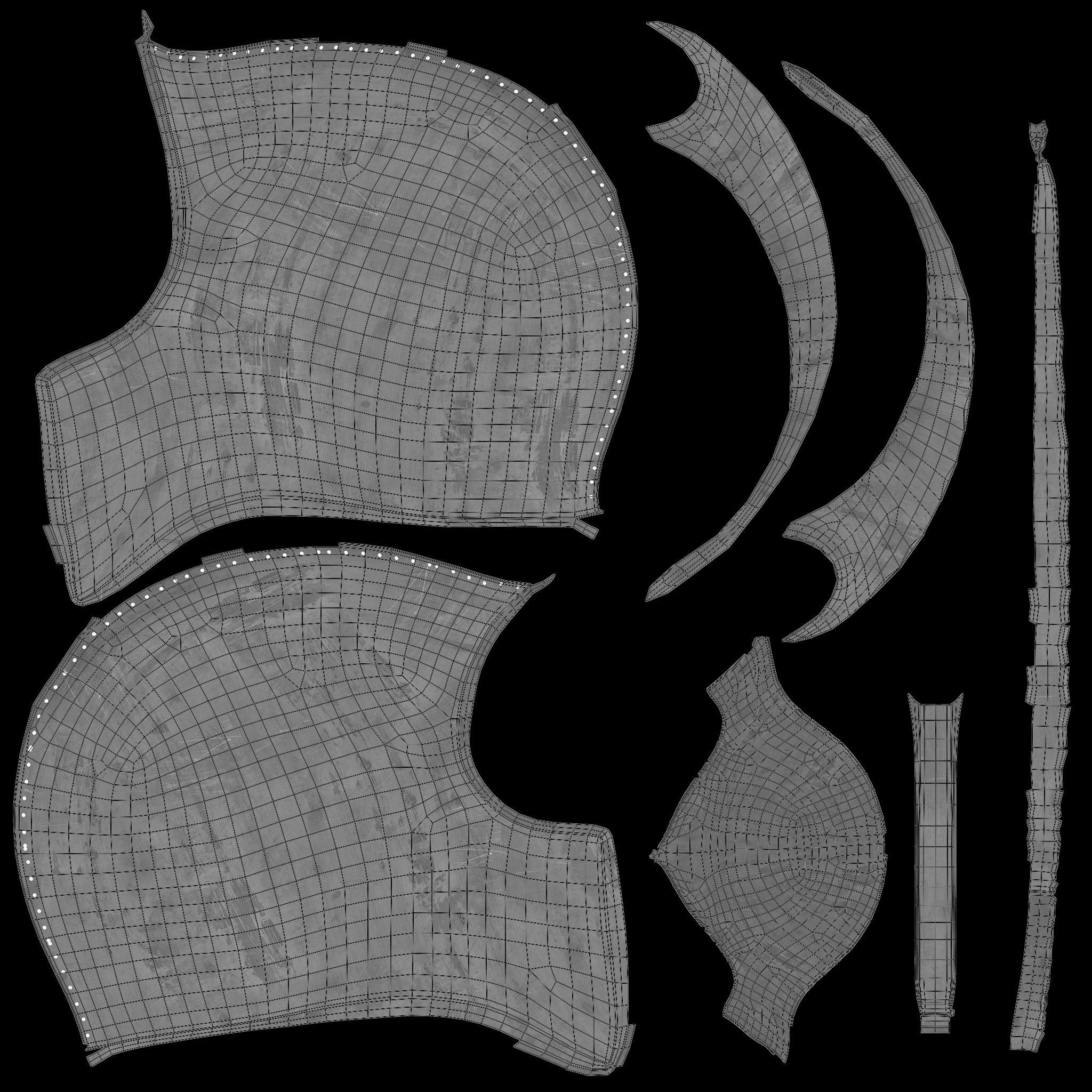 Medieval Helmet 3D Model AR VR Low-poly 3D model_14