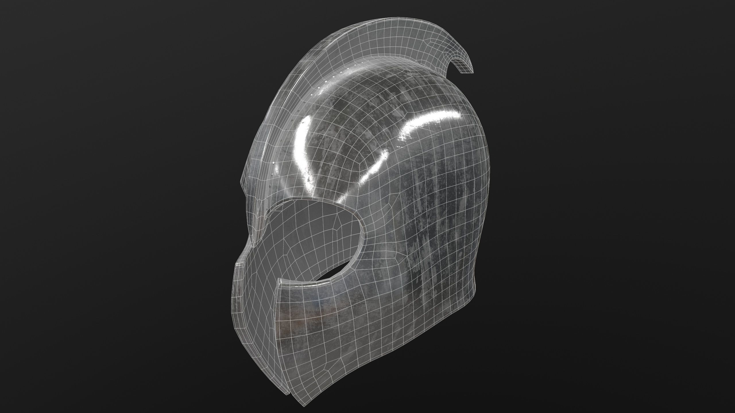 Medieval Helmet 3D Model AR VR Low-poly 3D model_12
