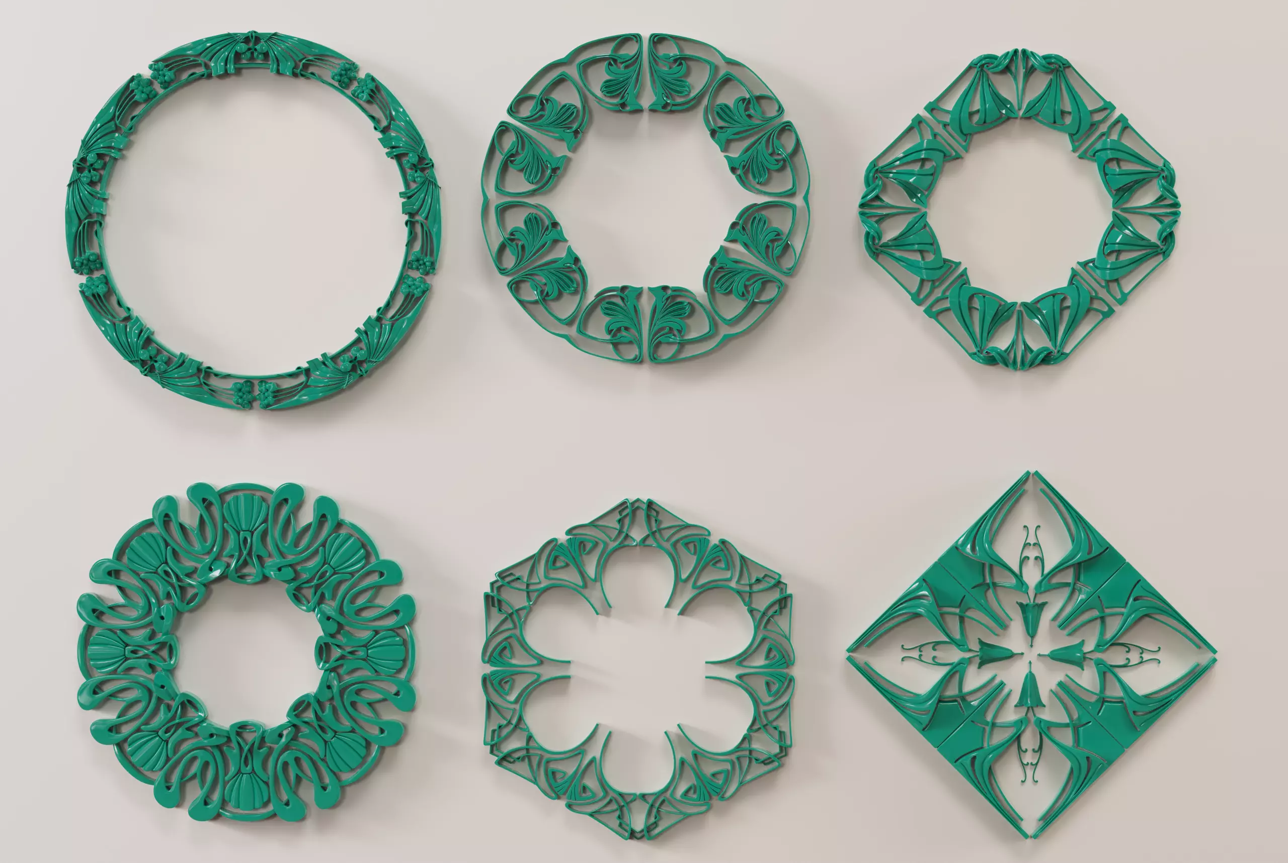 Art Nouveau ornaments pack 3D print model